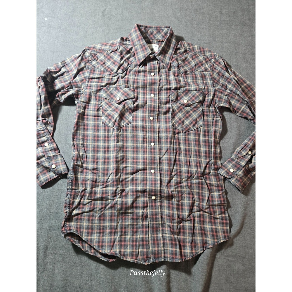 Rough Stock Panhandle Slim Men's Small Plaid Pearl Snap Western Shirt